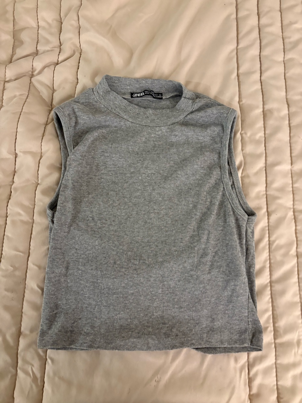 Zara Light Gray Ribbed Sleeveless Tank